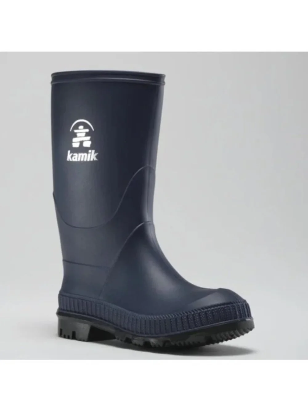 Kamik Boys Size 4 Navy Black Waterproof Rubber Knee High Outdoor Rain Boots